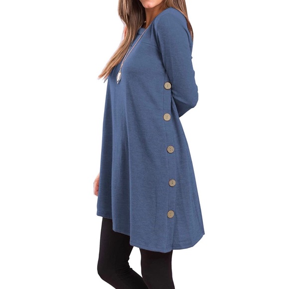 Women's Long Sleeve Scoop Neck Button BRAND NEW - Picture 3 of 4